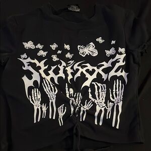 Black Skeleton and Butterfly Shirt
